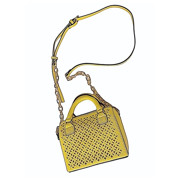 MMS Purse Yellow Laser-cut Petite Small Size Satchel / Cross Body — handbag - Picture 9 of 12
